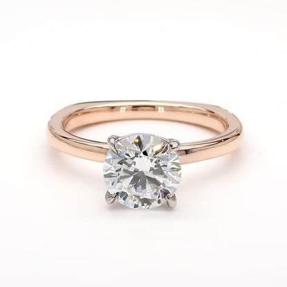14K Rose Gold Round Two-Tone Euro Shank Ring