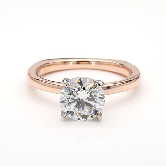 14K Rose Gold Round Two-Tone Euro Shank Ring