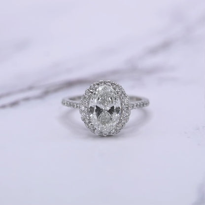 IGI Certified Lab-Created Diamond Oval Shape Halo Pave Ring F VS)