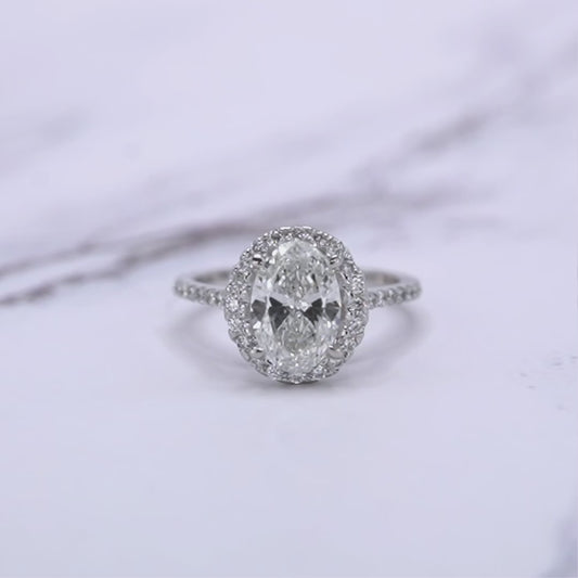 IGI Certified Lab-Created Diamond Oval Shape Halo Pave Ring F VS)