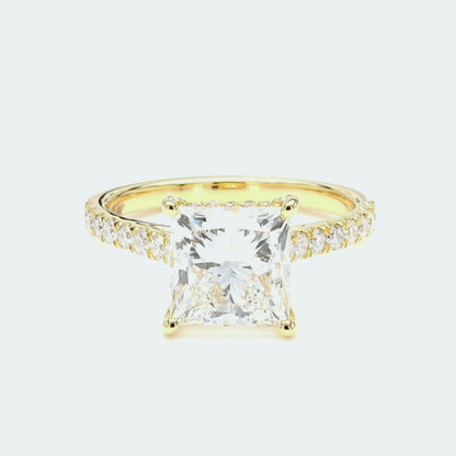IGI Certified Lab-Created Diamond Princess Hidden Halo Pave Ring F VS)