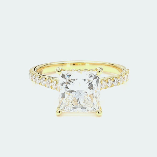 IGI Certified Lab-Created Diamond Princess Hidden Halo Pave Ring F VS)