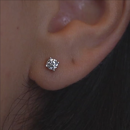 Lab-Created Diamond 4-Prong Baby Stud Earrings F-G VS)
