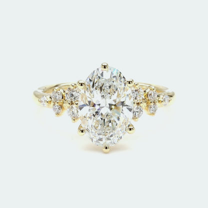 IGI Certified Lab-Created Oval Diamond Cluster Ring F VS)