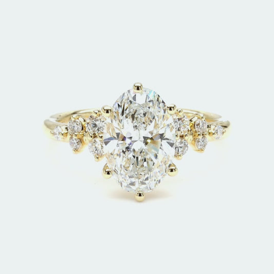 IGI Certified Lab-Created Oval Diamond Cluster Ring F VS)