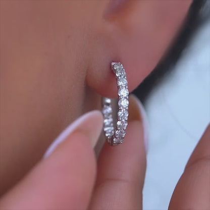 Grand Brilliance Duo – 15mm Huggies & Matching Stud Earrings (F-G SI)