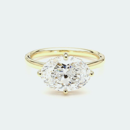 IGI Certified Lab-Created Diamond Oval East-West Hidden Halo Ring F VS)
