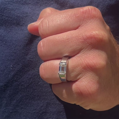 IGI Certified Lab-Created Diamond Emerald Bezel Ring F VS)