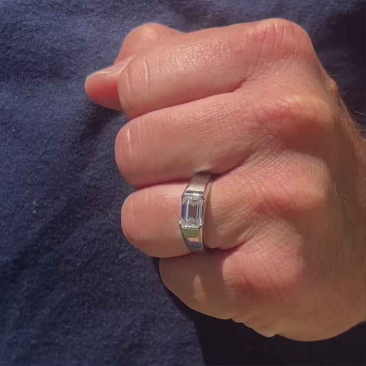IGI Certified Lab-Created Diamond Emerald Bezel Ring F VS)