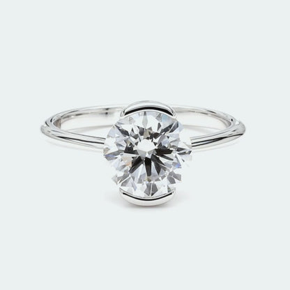 IGI Certified Lab-Created Diamond Round Half Bezel Ring F VS)
