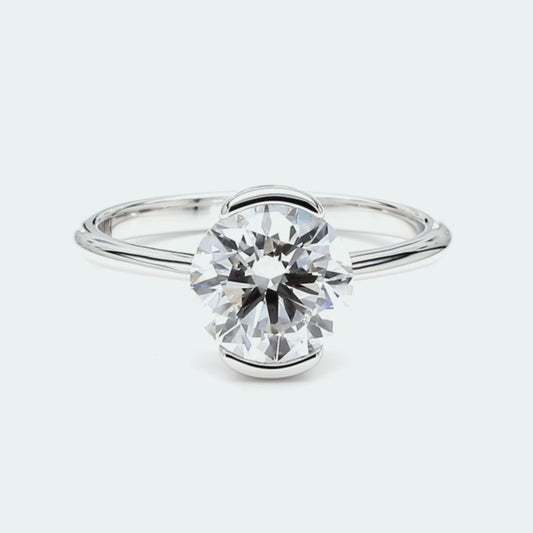 IGI Certified Lab-Created Diamond Round Half Bezel Ring F VS)