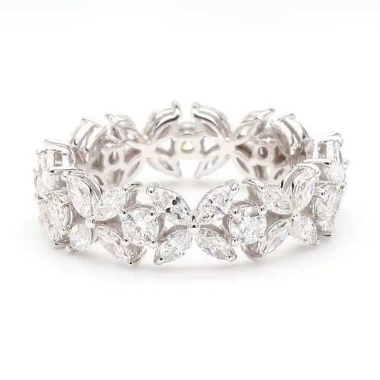 Lab-Created Diamond Floral Marquise Eternity Band E-F VS)