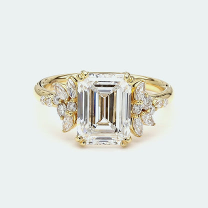 IGI Certified Lab-Created Diamond Emerald Floral Radiance Ring F VS)