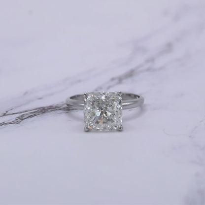 IGI Certified Cushion Lab-Created Diamond Classic Solitaire Ring F VS)