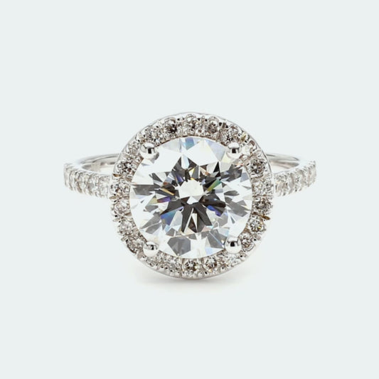 IGI Certified Lab-Created Diamond Round Halo Pave Ring F VS)