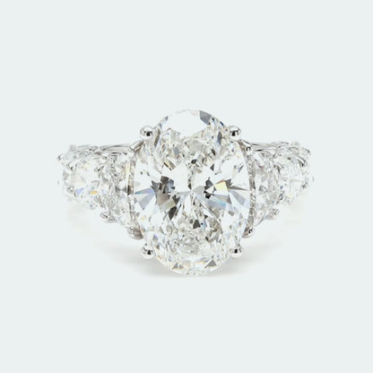 IGI Certified Lab-Created Diamond Oval 3-Stone 3/4 Eternity Ring F VS)