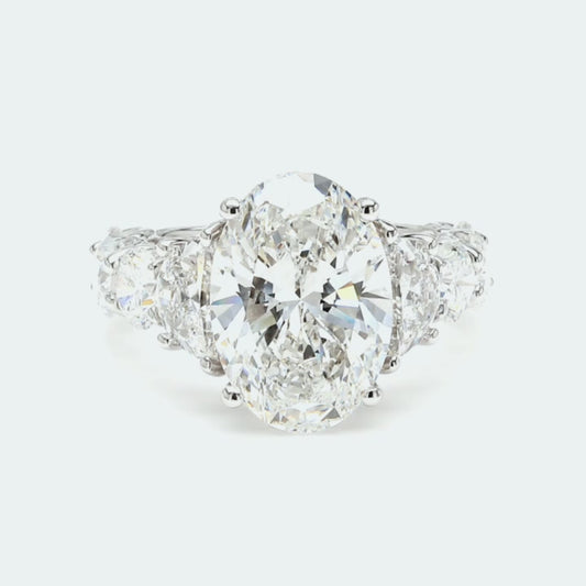 IGI Certified Lab-Created Diamond Oval 3-Stone 3/4 Eternity Ring F VS)