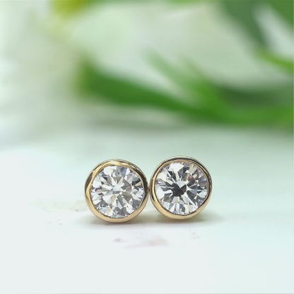 Modern Brilliance Duo – Bezel Studs & Diamonds by the Yard Necklace (F-G SI)