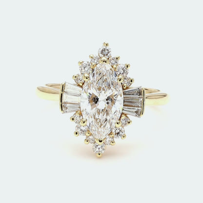 IGI Certified Lab-Created Diamond Marquise Sunburst Ring F VS)