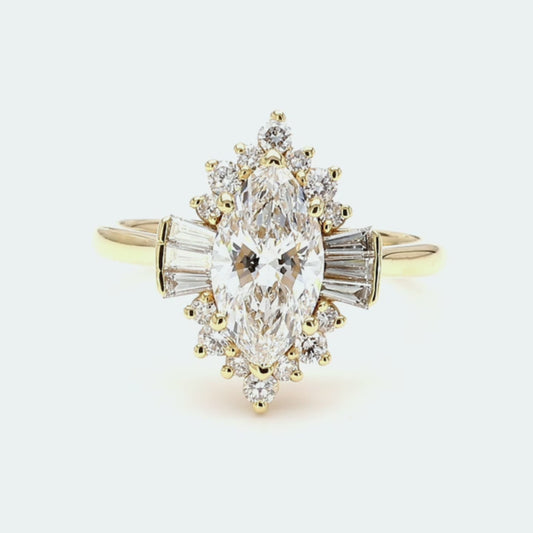 IGI Certified Lab-Created Diamond Marquise Sunburst Ring F VS)