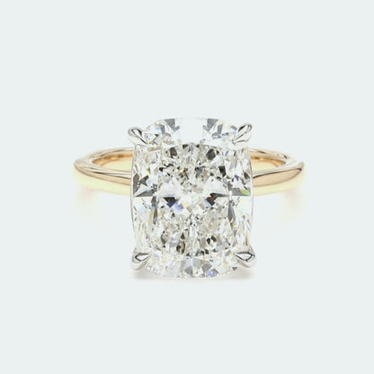 Euro Shank IGI Certified Lab-Created Diamond Cushion Two-Tone Ring F VS)