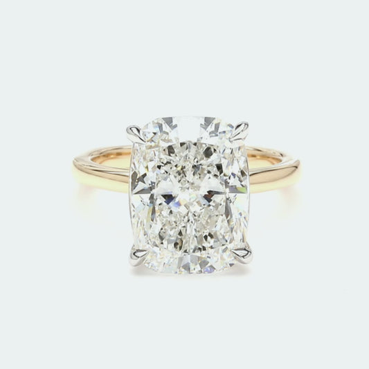 Euro Shank IGI Certified Lab-Created Diamond Cushion Two-Tone Ring F VS)