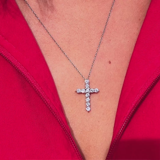 Lab-Created Diamond Cross Necklace F-G VS)