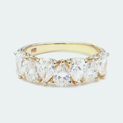 Lab-Created Diamond Alternating Pear 7 Stone Anniversary Ring E-F VS)
