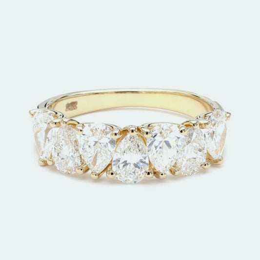 Lab-Created Diamond Alternating Pear 7 Stone Anniversary Ring E-F VS)
