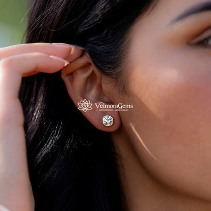 Lab-Created Diamond Bezel Stud Earrings F-G SI)