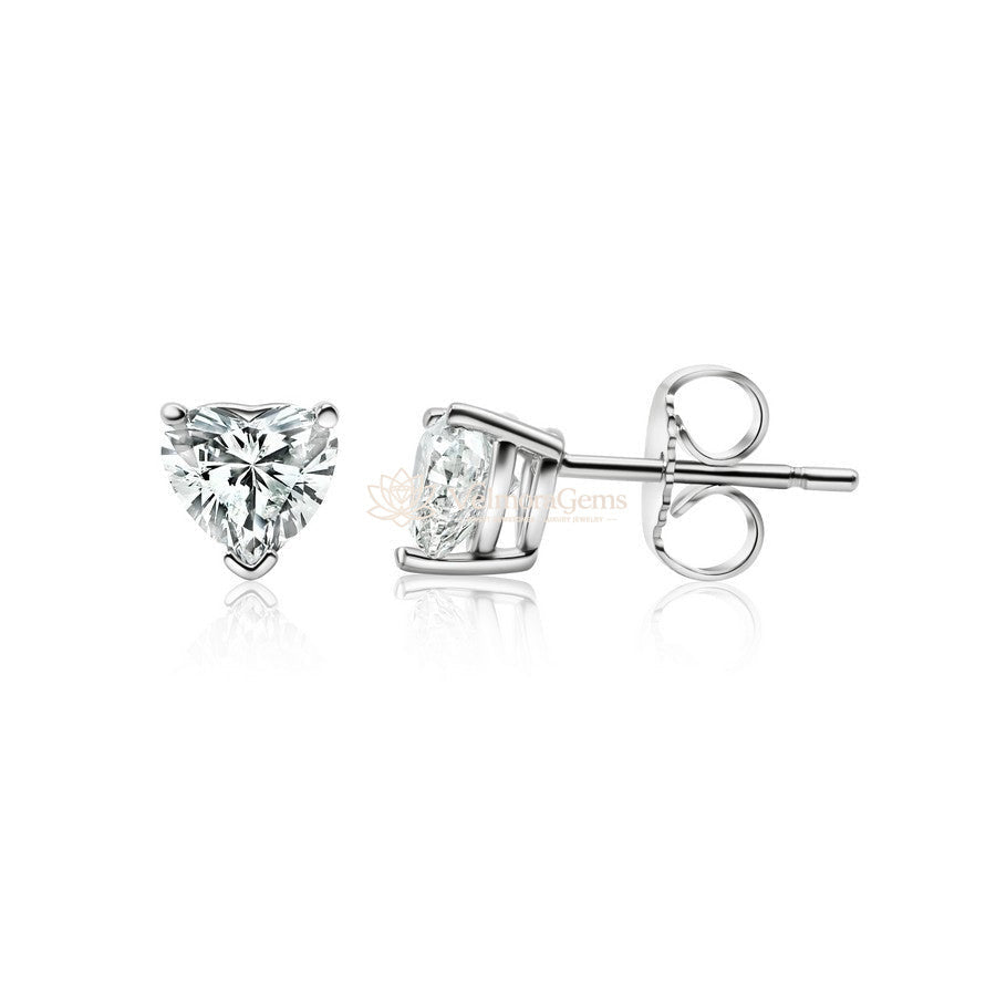 Heart Shape Lab-Created Diamond 4-Prong Stud Earrings F-G SI)