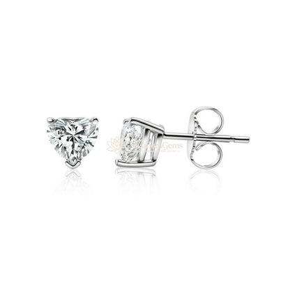Heart Shape Lab-Created Diamond 4-Prong Stud Earrings F-G SI)