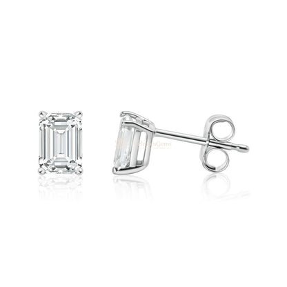 Emerald Lab-Created Diamond 4-Prong Pushback Stud Earrings F-G SI)