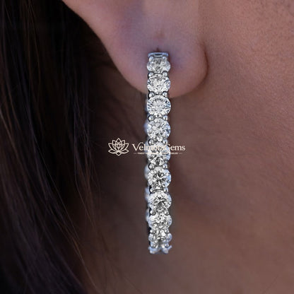 Lab-Created Diamond Large Oval Hoop Earrings F-G SI)