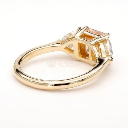 IGI Certified Lab-Created Diamond Asscher 3-Stone Ring Pink VS)