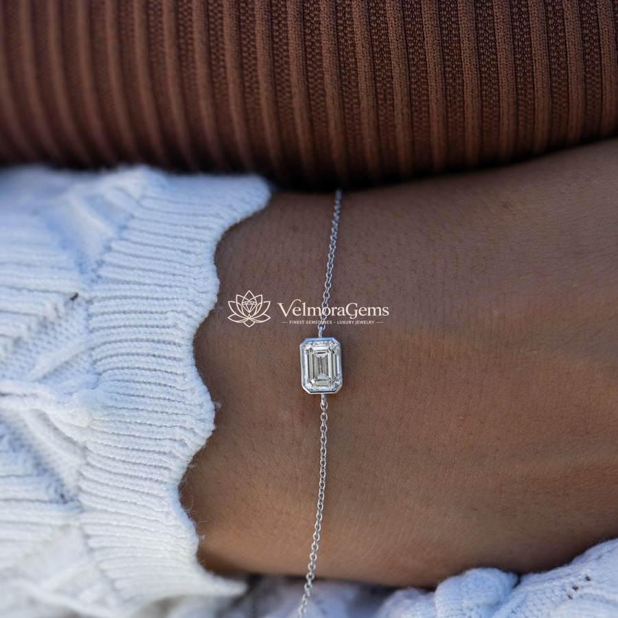 IGI Certified Emerald Lab-Created Diamond Bezel Bracelet F VS)