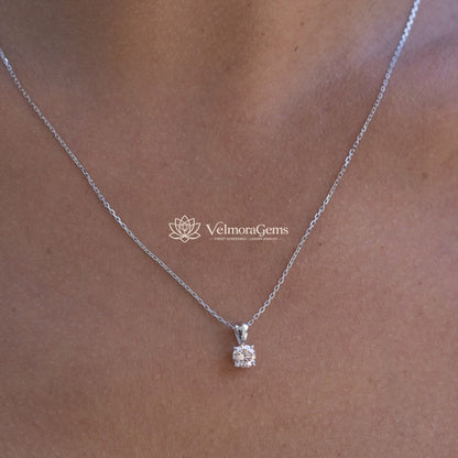 Fancy Vivid Pink Lab-Created Diamond Solitaire Pendant Necklace VS)