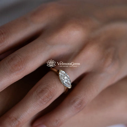 IGI Certified Lab-Created Diamond Marquise Half Bezel Ring F VS)