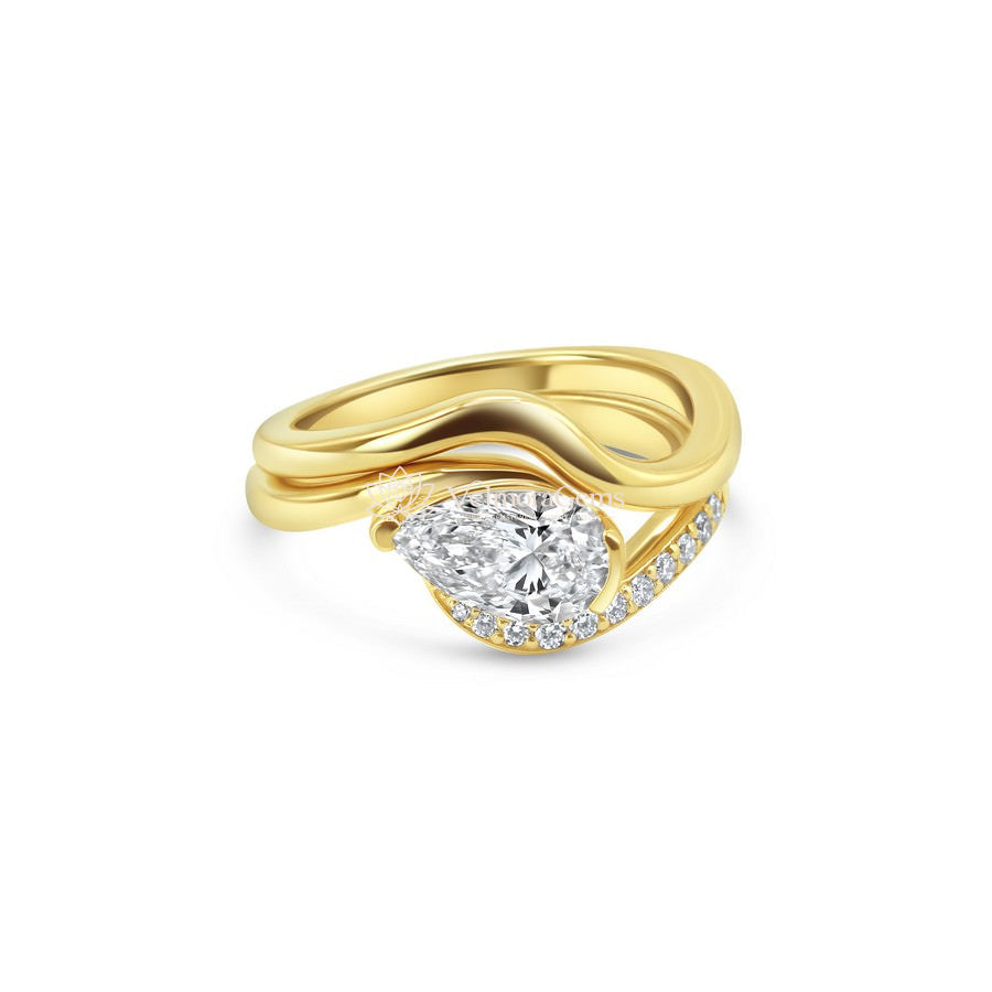 14K Yellow Gold Pear Fluid Contour Set