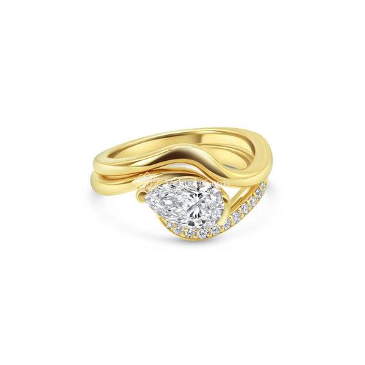 14K Yellow Gold Pear Fluid Contour Set