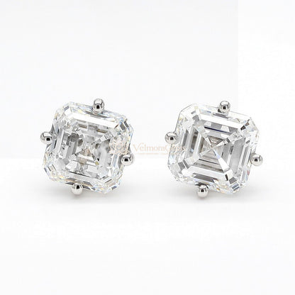 IGI Certified Lab-Created Diamond Asscher Compass Prong Earrings F VS)