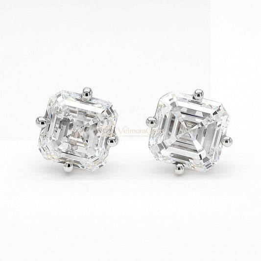 IGI Certified Lab-Created Diamond Asscher Compass Prong Earrings F VS)