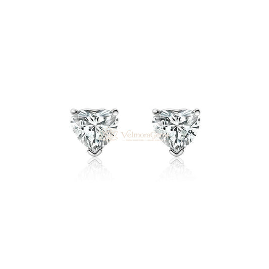 Heart Shape Lab-Created Diamond 4-Prong Stud Earrings F-G SI)