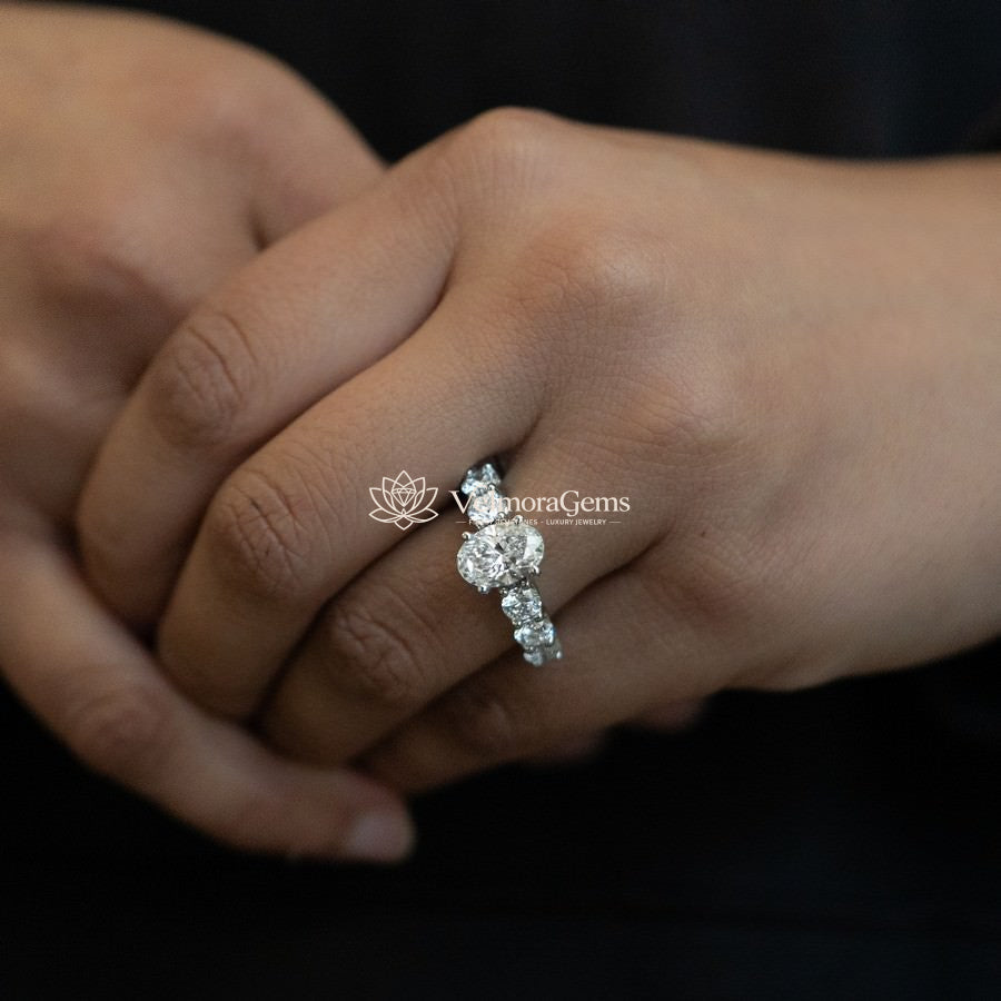IGI Certified Lab-Created Diamond Oval Crown of Stars Ring F VS)