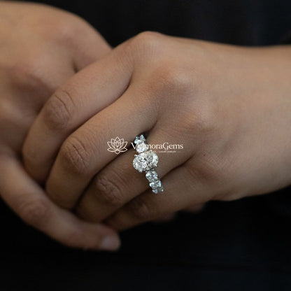 IGI Certified Lab-Created Diamond Oval Crown of Stars Ring F VS)