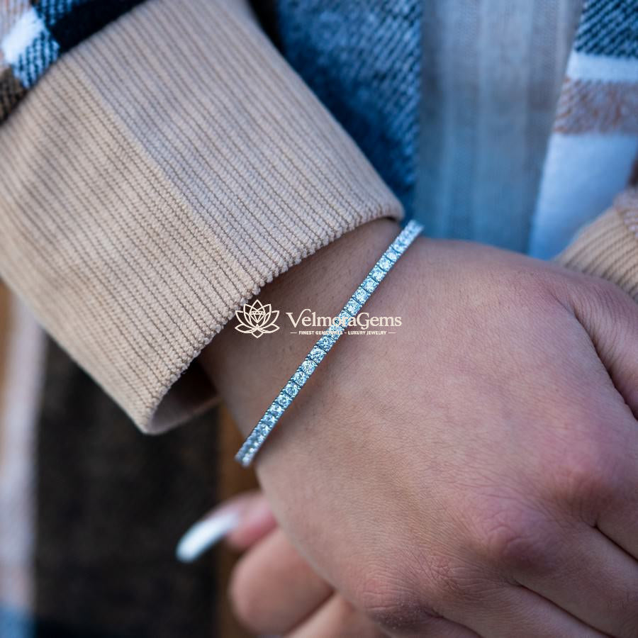 14k White Gold Elastic Tennis Bracelet