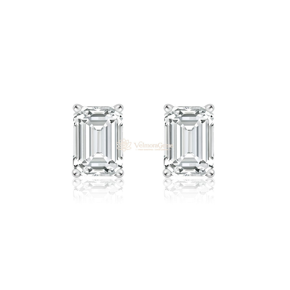14K White Gold Emerald Matching Stud Earrings