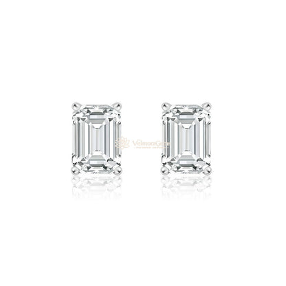 14K White Gold Emerald Matching Stud Earrings