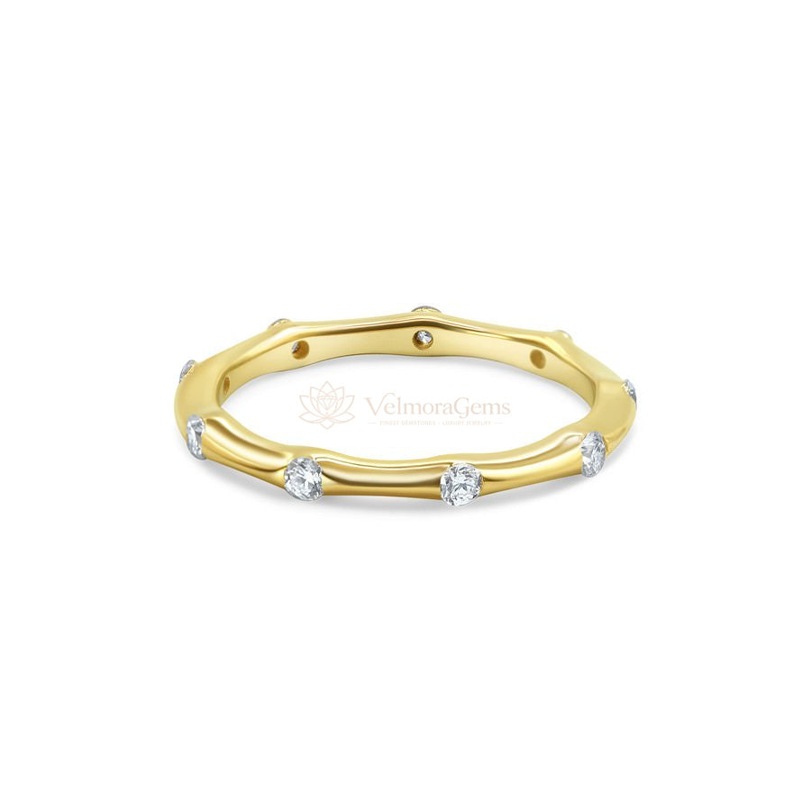 Lab-Created Diamond Station Bamboo Eternity Band F-G VS)
