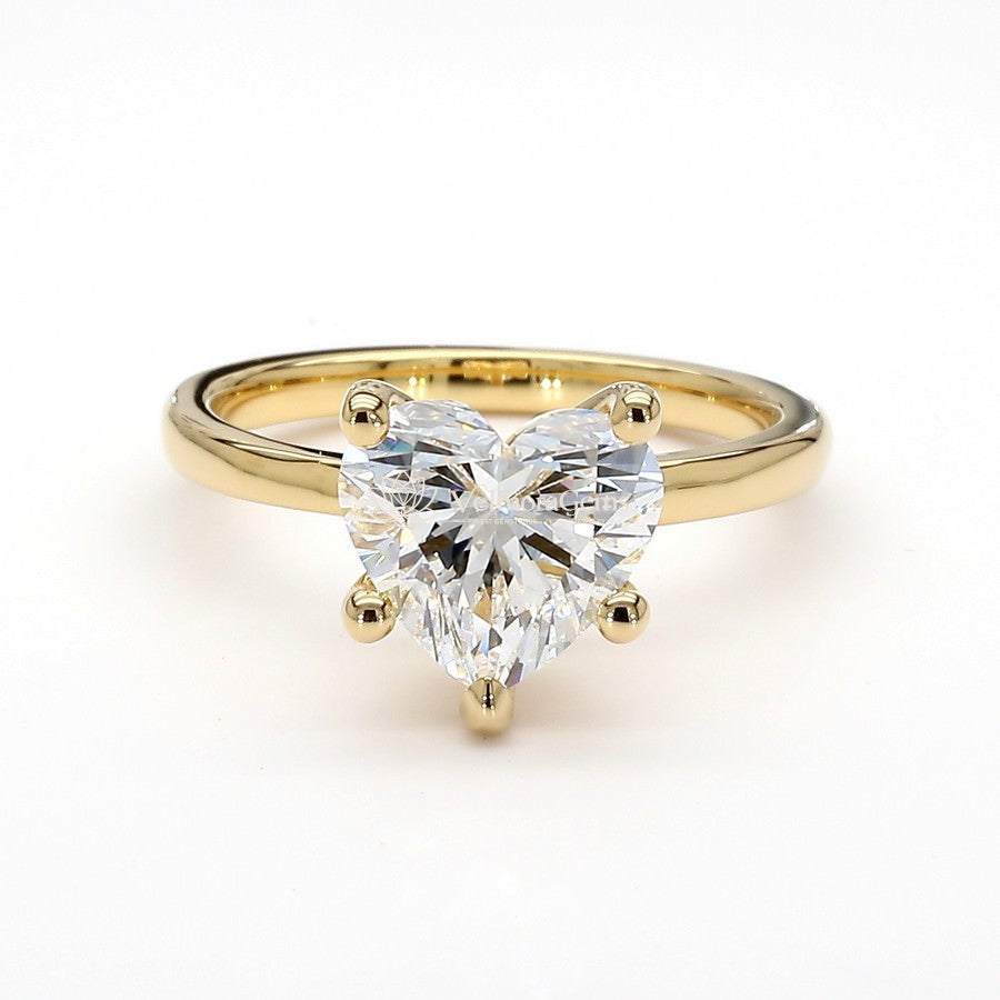 14K Yellow Gold Heart Solitaire Ring